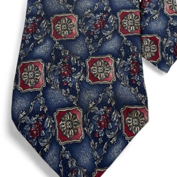 Requirements Silk Tie Geometric Blue Paisley - Picture 3 of 7